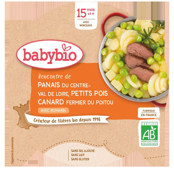 3x BABYBIO Paštrnák s hráškom a farmárskou kačicou 260 g