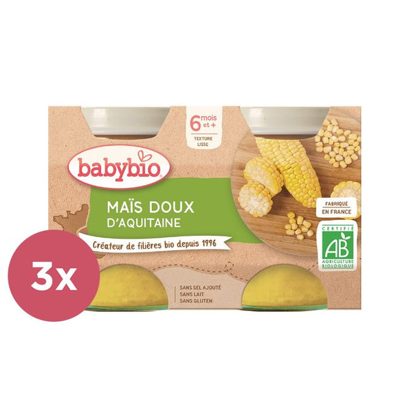 3x BABYBIO Príkrm sladká kukurica 2x 130 g