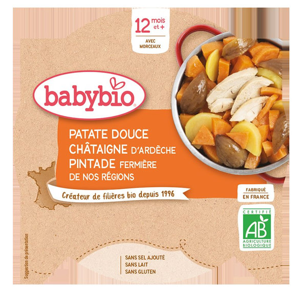 3x BABYBIO Sladké zemiaky s gaštanovým pyré a farmárskou perličkou 230 g