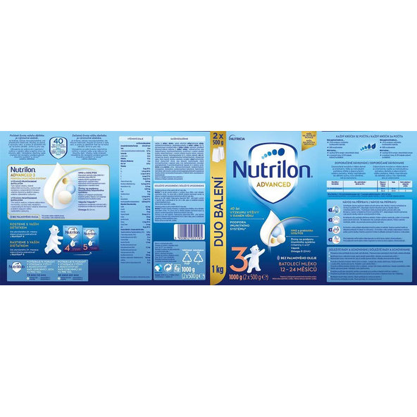 3x NUTRILON Mlieko batoľacie 3 Advanced 1 kg, 12+