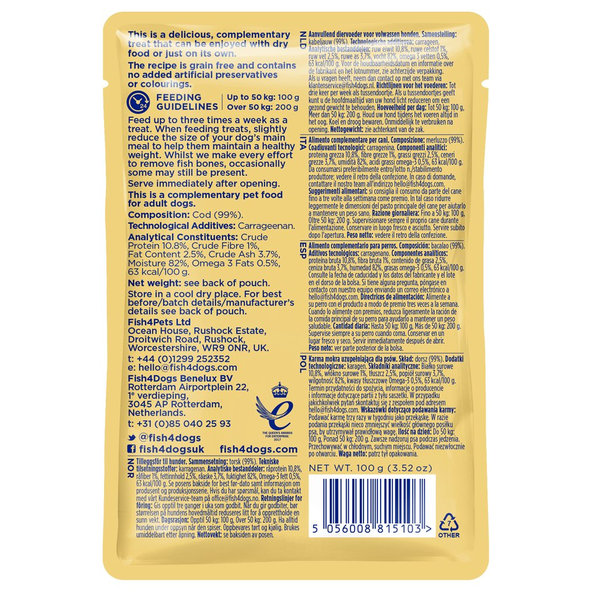 FISH4DOGS Lahodná kapsička pre psov 99% treska 100g