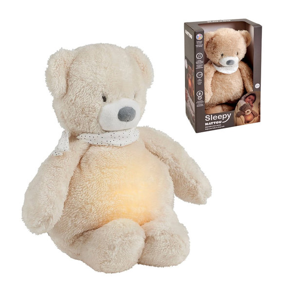 NATTOU Uspávačik plyšový hudobný so svetielkom a senzorom plaču 4v1 Sleepy Bear Pale Brown 0m+