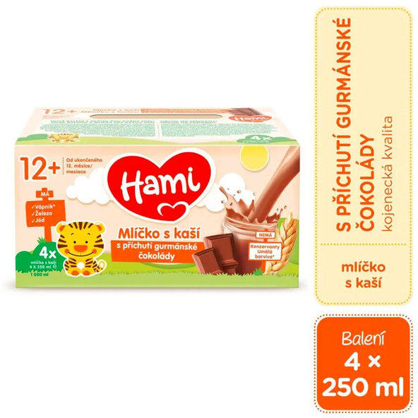 HAMI Mliečko s kašou s príchuťou gurmánskej čokolády 4x250 ml