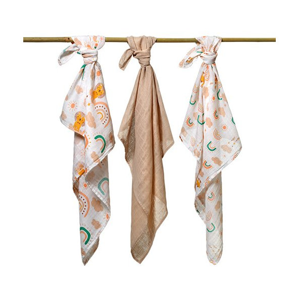 BABYONO Plienky mušelínové Super soft 3 ks - staroružová