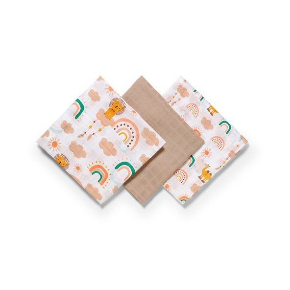 BABYONO Plienky mušelínové Super soft 3 ks - staroružová