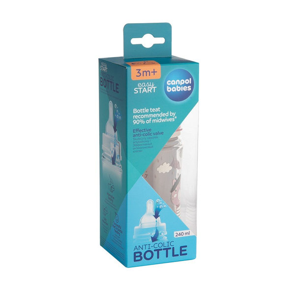 CANPOL BABIES Fľaša so širokým hrdlom Bonjour Paris 240 ml ružová