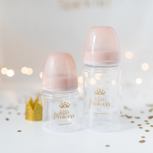 CANPOL BABIES Fľaša so širokým hrdlom Royal Baby 240 ml ružová