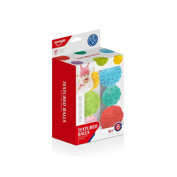 HUANGER Loptičky senzorické zvieratká sada 6ks 6m+