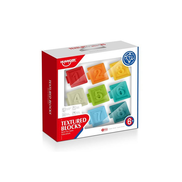 HUANGER Kocky senzorické s číslami sada 8 ks 6m+