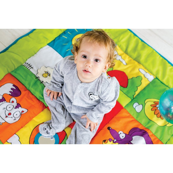 EDUSHAPE Podložka na hranie obojstranna farebná zvieratká 100x150cm 0m+