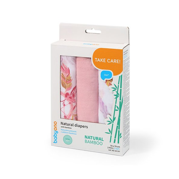 BABYONO Plienky bambusové 3 ks - staroružová