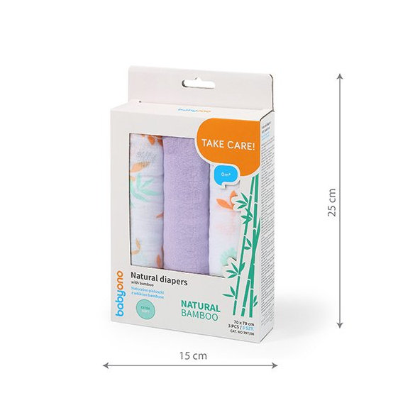 BABYONO Plienky bambusové 3 ks - fialová