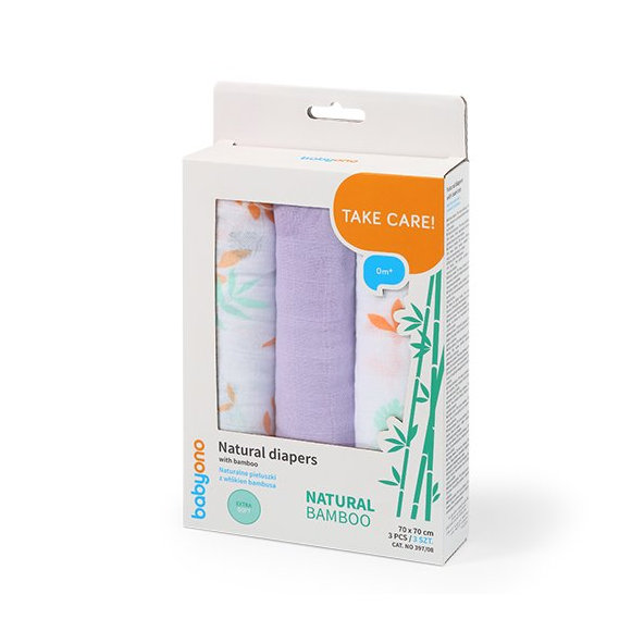 BABYONO Plienky bambusové 3 ks - fialová