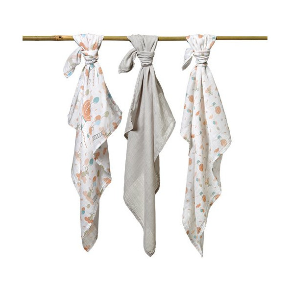 BABYONO Plienky bambusové 3 ks - šedá