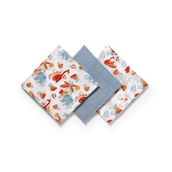 BABYONO Plienky mušelínové Super soft 3 ks - modrá