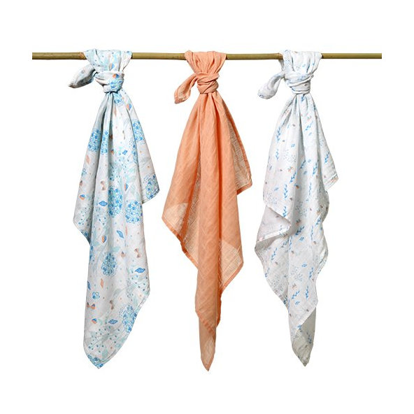 BABYONO Plienky mušelínové Super soft 3 ks - oranžová