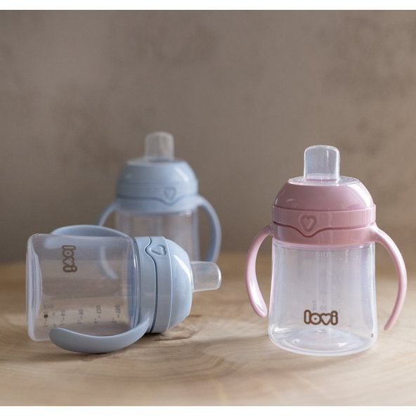 LOVI Hrnček prvý s náustkom 150 ml modrý