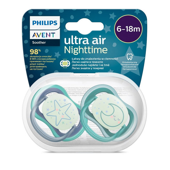 Philips AVENT Cumlík Ultra air nočný 6-18m chlapec 2ks