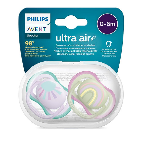 Philips AVENT Cumlík Ultra air obrázok 0-6m dievča (dúha) 2ks
