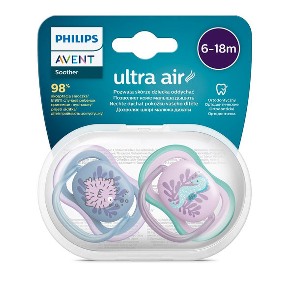 Philips AVENT Cumlík Ultra air obrázok 6-18m dievča (more) 2ks