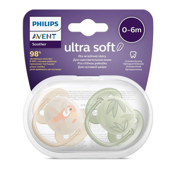 Philips AVENT Cumlík Ultrasoft Premium zvieratko 0-6m chlapec 2 ks