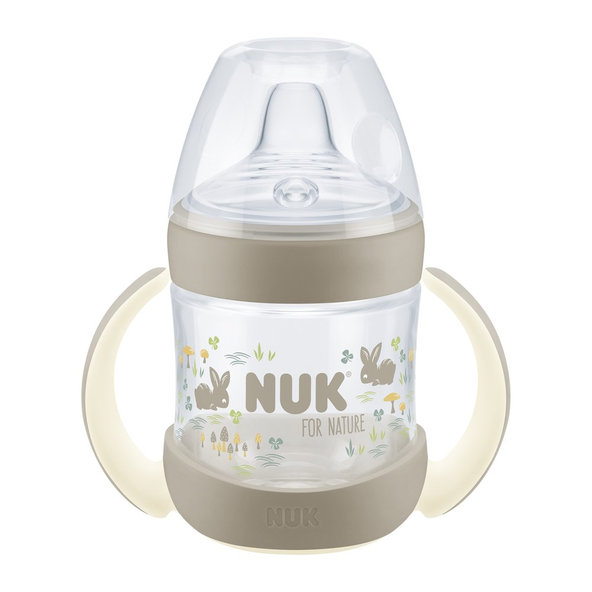 NUK Fľaša dojčenská For Nature na učenie s kontrolou teploty, hnedá 150 ml