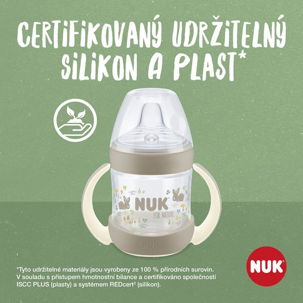 NUK Fľaša dojčenská For Nature na učenie s kontrolou teploty, zelená 150 ml