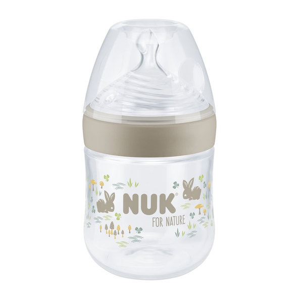NUK Fľaša dojčenská For Nature s kontrolou teploty, hnedá 150 ml