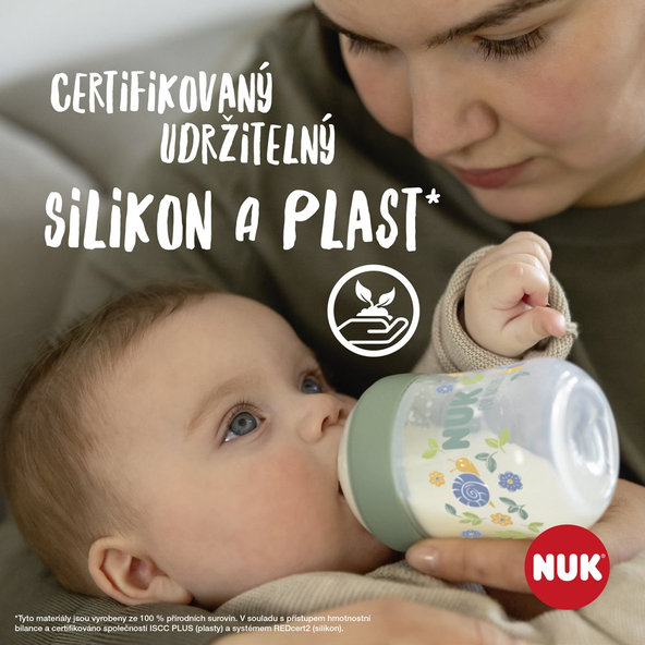 NUK Fľaša dojčenská For Nature s kontrolou teploty, hnedá 150 ml