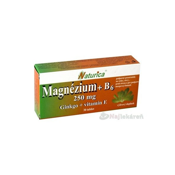Naturica MAGNEZIUM 250 mg+B6+Ginkgo+vitamín E