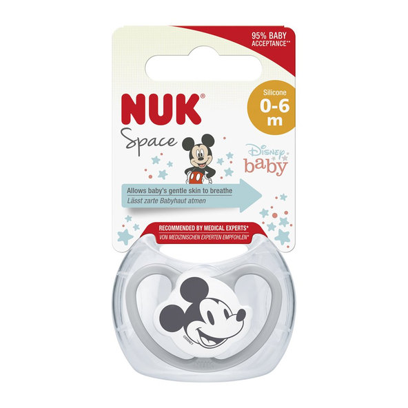 NUK Cumlík Space Disney Mickey v boxe, šedý 0-6m