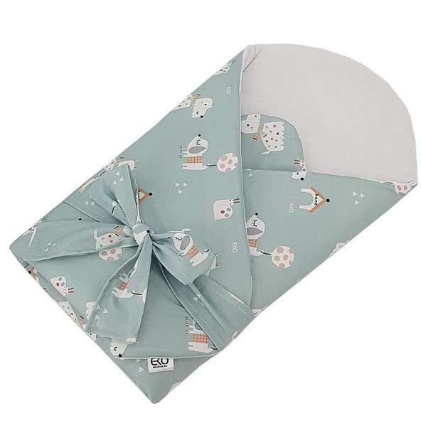 EKO Zavinovačka bavlnená s kokosovou vyberateľnou vložkou a mašľou Dogs Mint 75x75 cm