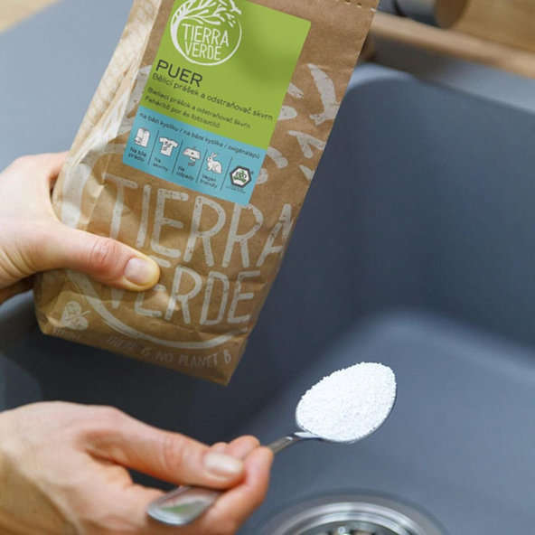 Puer – bieliaci prášok a odstraňovač škvŕn na báze kyslíka Tierra Verde 250g