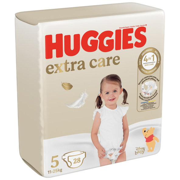 4x HUGGIES® Plienky jednorázové Extra Care 5 (12-17 kg) 28 ks