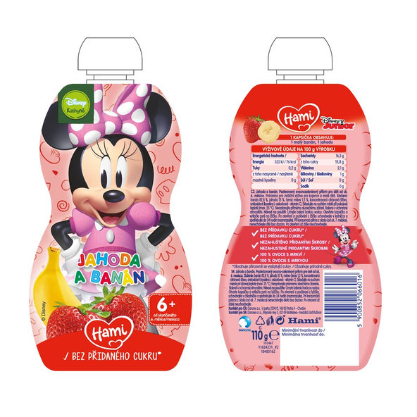 6x HAMI Kapsička ovocná Minnie Jahoda a banán 6x110g, od uk. 6. mesiaca