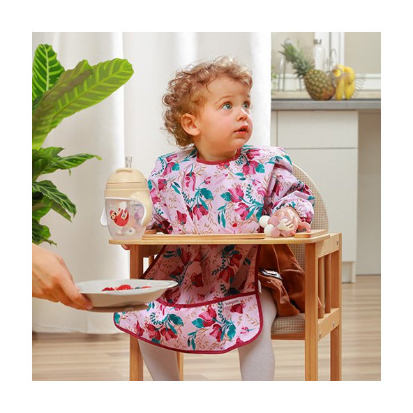 BABYONO Podbradník s dlhým rukávom Floral, 35 x 52cm, 6m+
