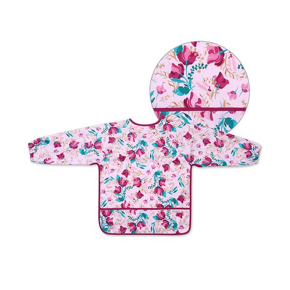 BABYONO Podbradník s dlhým rukávom Floral, 35 x 52cm, 6m+