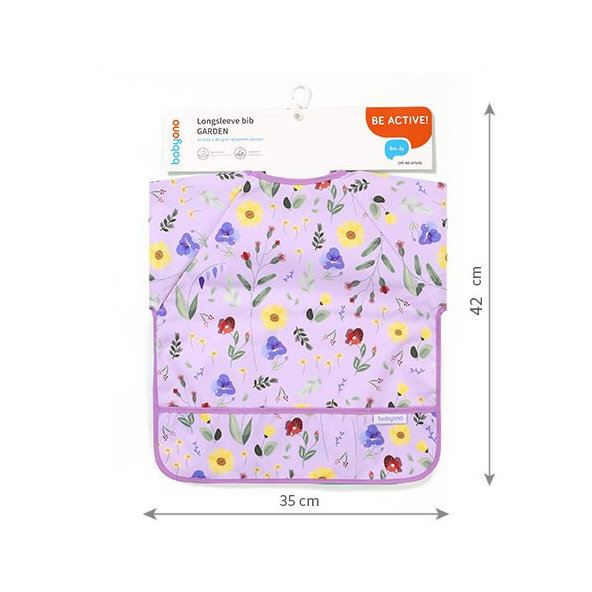BABYONO Podbradník s dlhým rukávom Garden 35 x 52cm, 6m+