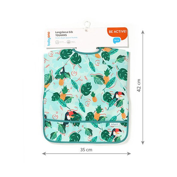 BABYONO Podbradník s dlhým rukávom Toukans, 35 x 52cm, 6m+