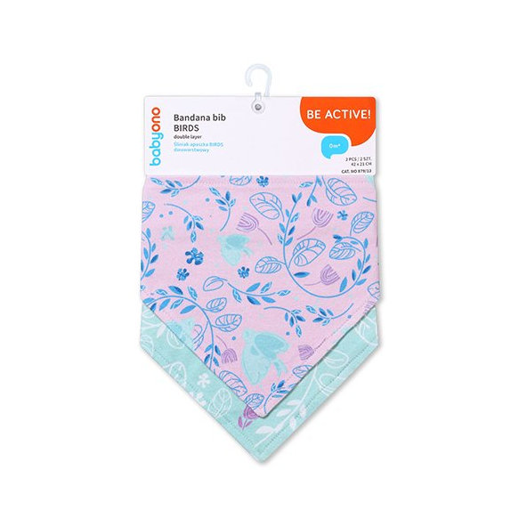 BABYONO Slintáčik bavlnený Birds 2ks, 0m+