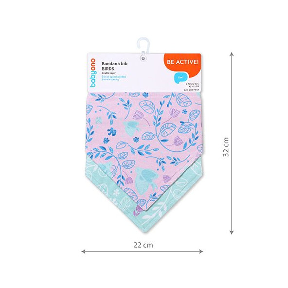 BABYONO Slintáčik bavlnený Birds 2ks, 0m+