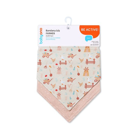BABYONO Slintáčik bavlnený Farmer 2ks, 0m+