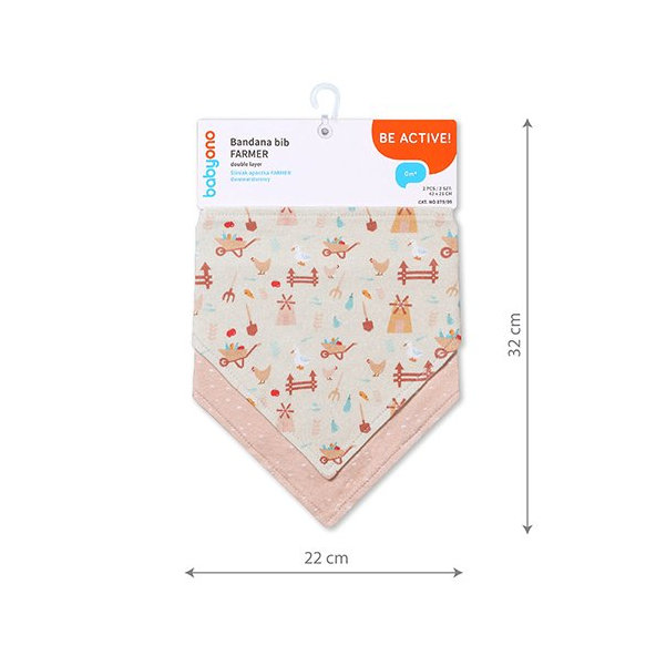 BABYONO Slintáčik bavlnený Farmer 2ks, 0m+