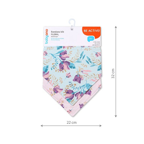 BABYONO Slintáčik bavlnený Floral 2ks, 0m+