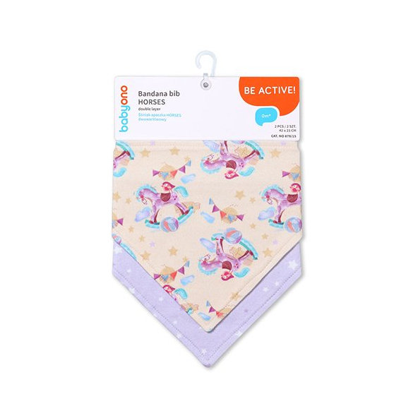BABYONO Slintáčik bavlnený Horses 2ks, 0m+
