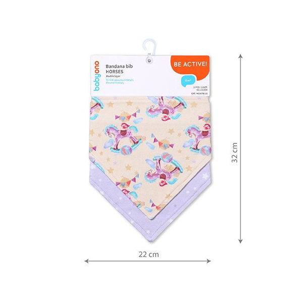 BABYONO Slintáčik bavlnený Horses 2ks, 0m+