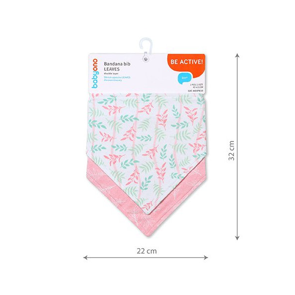 BABYONO Slintáčik bavlnený Leaves 2ks, 0m+