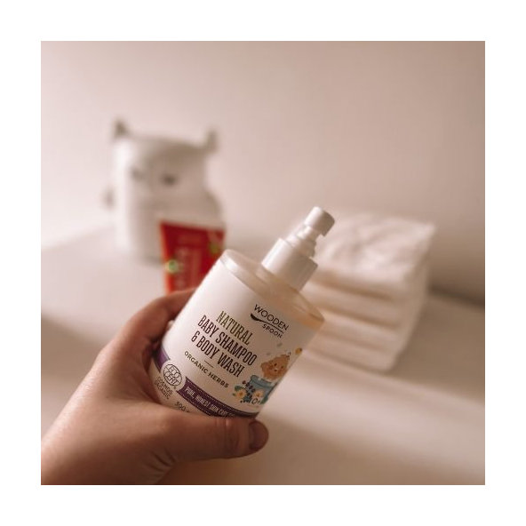 Detský sprchový gél a šampón na vlasy 2v1 s bylinkami WoodenSpoon 300 ml