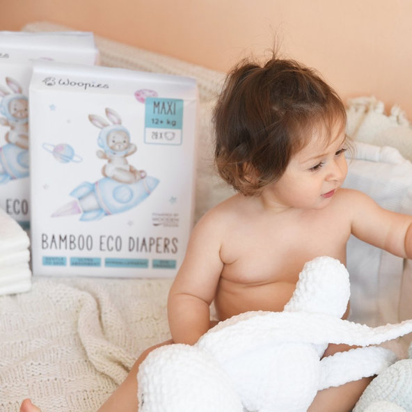 WoodenSpoon Woopies detské EKO plienky MAXI (12+kg) 28ks