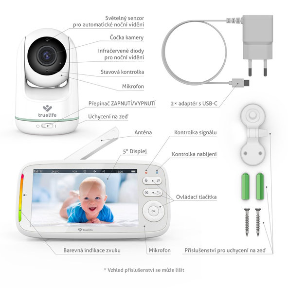 TRUELIFE Videopestúnka digitálna 360° NannyCam R5